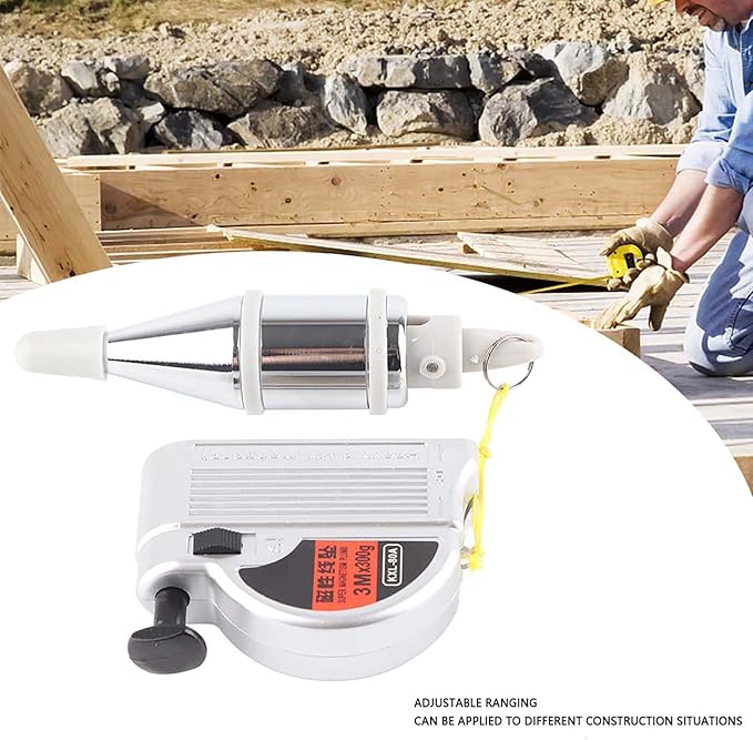 Automatic Magnetic Plumb Bob with Nylon Line Vertical Alignment Tool for Construction Wall Leveling and DIY Projects Features Locking Safety Clip Adjustable Range (3m)