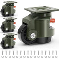 Leveling Casters Wheels, Heavy Duty Casters Wheels with Ratchet Arm 6600 LBS, Green Retractable Casters Set of 4, Nylon Wheels & Leveling Feet, Suitable for Equipment, Machine