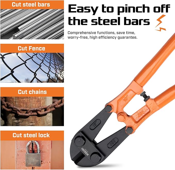 KSEIBI 141590 Heavy-Duty Large Bolt Cutter 30" for Cutting Fence, Steel Wire, Chain, Screws, Rivet, Padlock, and Metal Rods with Soft Grip Rubber Ergonomic Handle Cutters