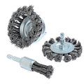 3PCS 3 Inch Knotted Wire Wheel Cup Brush and Twist End Brush Set,1/4" Shank for Drill,Perfect for Rust Removal, Corrosion and Paint