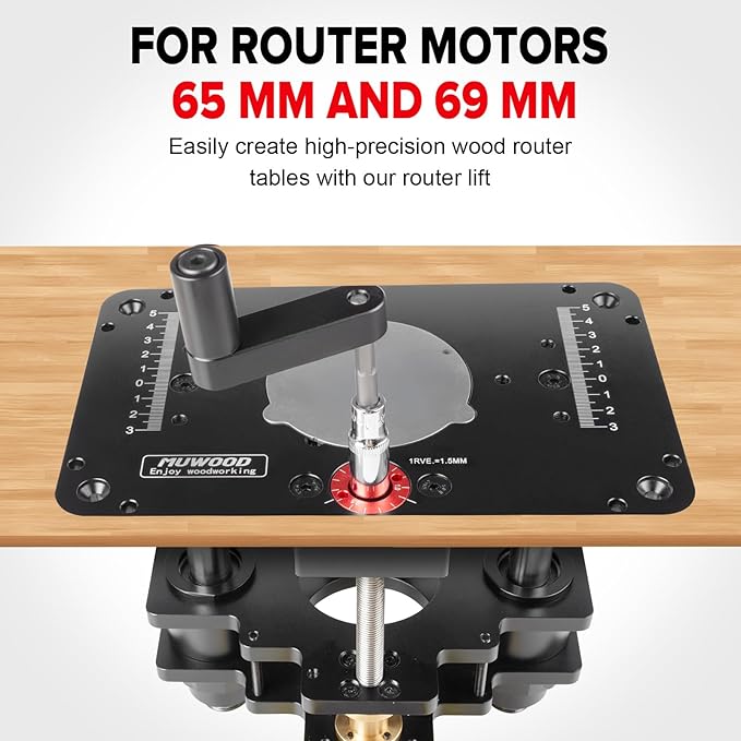 Router Lift, Precision Router Table Lift System, Durable Router Table Insert Plate, Router Lifts for Woodworking for 69mm Diameter Motors