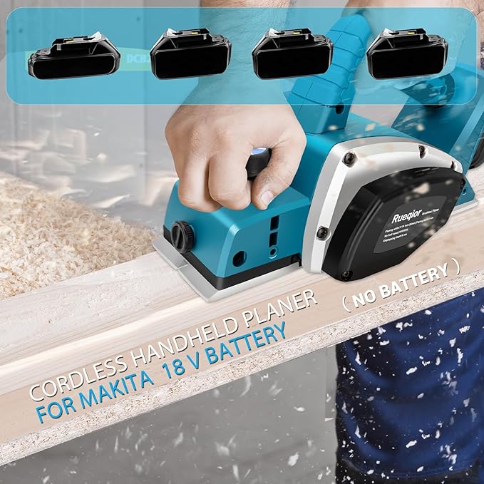 Cordless Handheld Planer for Makita 18V Battery, 15000 RPM Power Wood Planer, 3-1/4 Inch Brushless Power Planer for Woodworking, Carpenter Home DIY(No Battery)