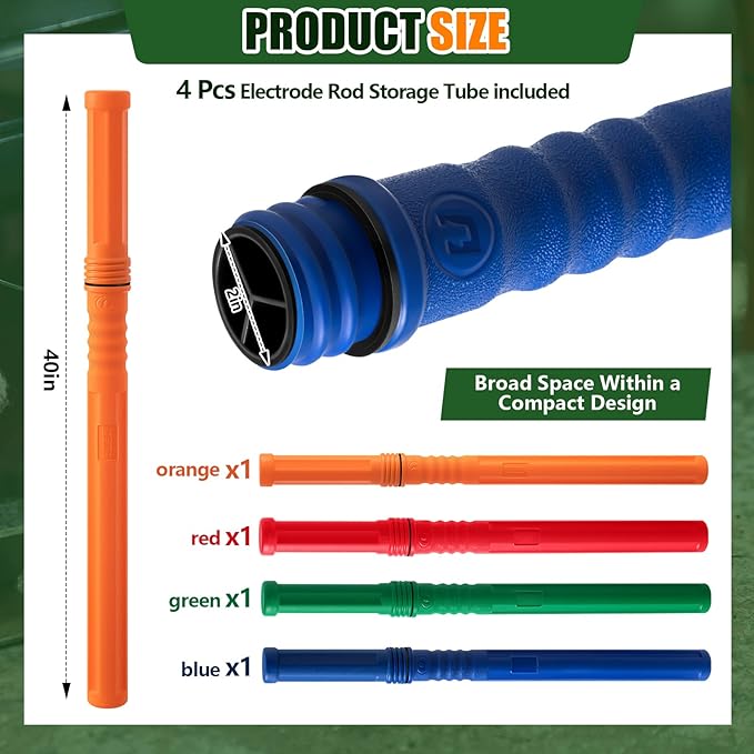 Tandefio 4 Pcs Welding Rod Storage Tube 40 Inch Tig Rod Storage Canisters Welding Electrode Holder Airproof Waterproof Container(Red, Blue, Green, Orange)