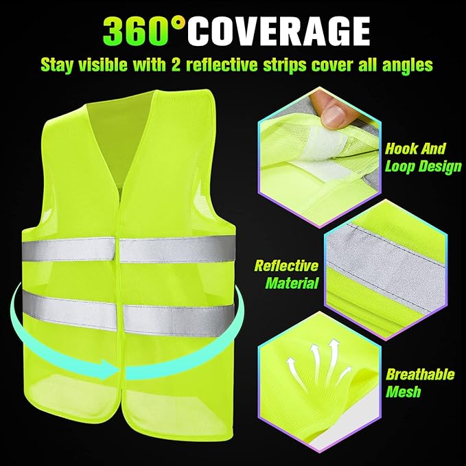 Mepase Reflective Safety Vests High Visibility Mesh Security Vest Work Vest with Silver Strip for Men Women Construction