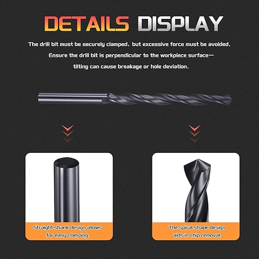 Drill Bit, 5.9mm Cutting Diameter, 4241 HSS Nitriding Black 118° Cutting Angle Versatile Jobber Bits - (Applications: for Drilling Plastic Wood Soft Metal), 12-Pieces