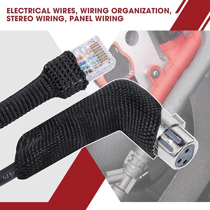 Heat Shrink Braided Sleeving, 2:1 Ratio Shrinkable Fabric Tubing Sleeve Abrasion Protection Cable Wire Sheath (1/2"-25ft)