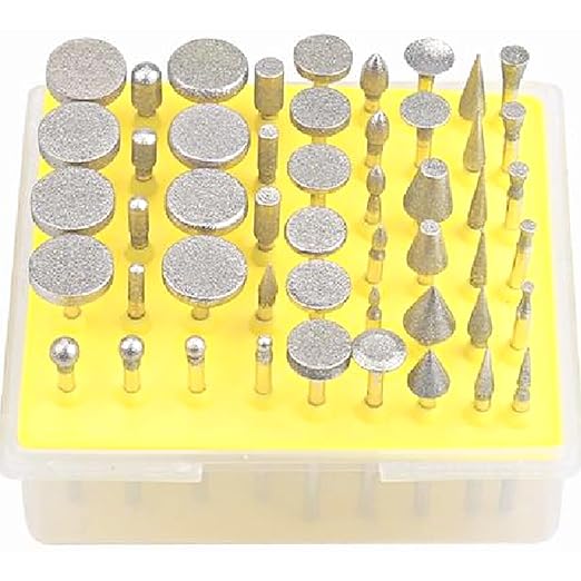 CNQLIS 50 Pcs Diamond Burr Set Coated Grinding Stone Carving Bits, Diamond Bits for Dremel Rotary Tools