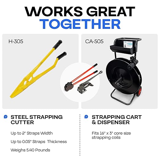IDL Packaging PRO Strapping Tool Set for 3/4" to 1 1/4" Steel Strapping – Heavy-Duty Tensioner and Sealer for Metal Banding – Packaging Strapping Tool Kit to Secure Heavy Packages
