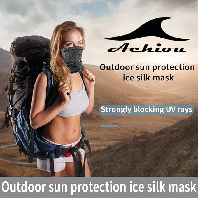 Achiou Cooling Neck Gaiter Face Cover Scarf, UV Protection Mask for Men and Women,Soft Windproof, Hiking Cycling Running