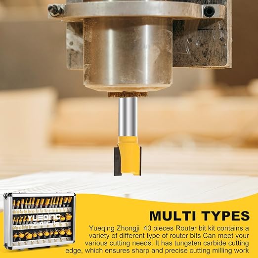 Router Bit Set of 40 Pieces Router bits 1/2 Inch Shank 40pcs Expert Router Bit Kit C3 Alloy Blade Router bits for Precision Carving and Versatile Applications