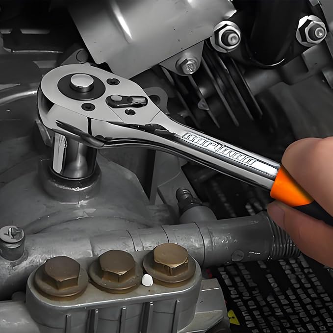 CARTMAN 11pcs 1/4 Inch Ratchet Socket Wrench Tool Set with 9 Drive Sockets 5-13mm and 2 Way Quick Released Ratchet Handle and Extension Bar