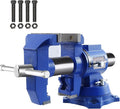 FATO Multipurpose Bench Vise 5 Inch Heavy Duty Ductile Iron 8800 Lbs Clamping Force, 360° Swivel Base, Anvil, Jaw Width 4.92", Jaw Opening 3.94", for Metalworking, Woodworking, DIY & Industrial, Blue