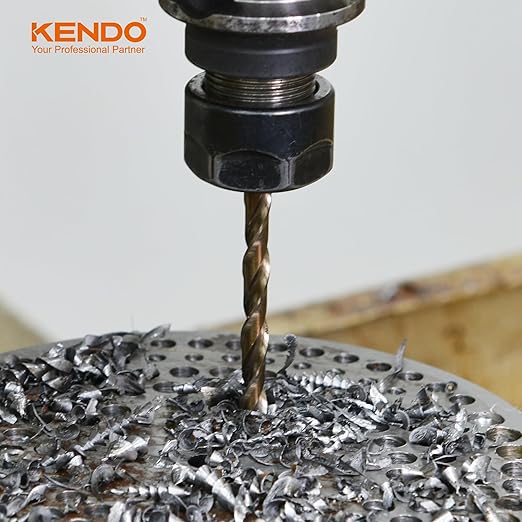 KENDO 1/4 Inch Cobalt Drill Bits (13pcs), M35 High Speed Steel, 135 Degree Tip, Jobber Length Twist Drill Bit Set for Hard Metal, Stainless Steel, Cast Iron, Wood and Plastic, with Storage Case