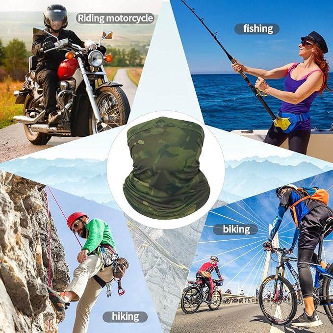 Achiou Cooling Neck Gaiter Face Cover Scarf, UV Protection Mask for Men and Women,Soft Windproof, Hiking Cycling Running