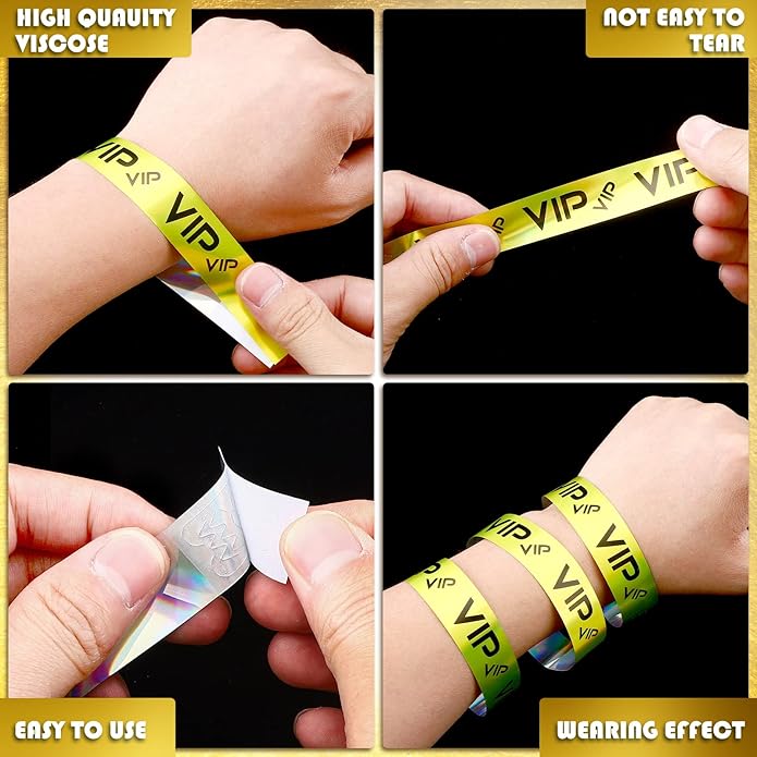Teling 500 Pack VIP Plastic Wristbands Bracelets Party for Events VIP Custom Wristbands Plastic Bracelets Tear proof Waterproof Wrist Bands Arm Bands for Events Concerts