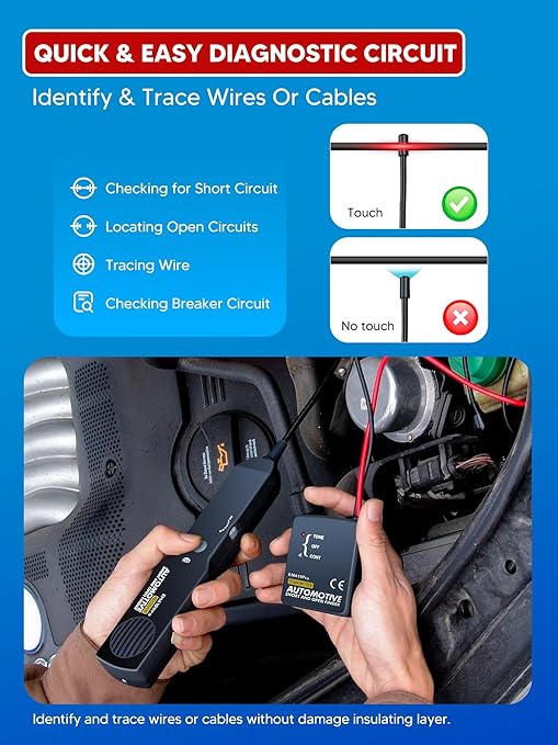 Circuit Tracer, Automotive Short Circuit Finder, Wire Tracer, Automotive Short and Open Finder Repair Tool EM415PRO DC 6-42V