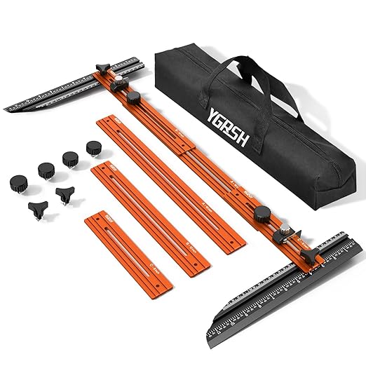 Stair Tread Template Tool - Precision Stair Gauge Measuring Tool with Self Locking Width, 8-72 Inches Lightweight Stair Tread Tool & Jig for Steps Measuring & Scribe, Orange