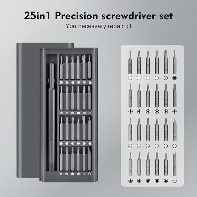 Christmas Stocking Stuffers for Men: 25-in-1 Mini Precision Screwdriver Set Small Bit Tool Set Gifts for Men Adults,Magnetic Torque Repair Tool Kit for Electronics Macbook Watch Eyeglass Ring Doorbell