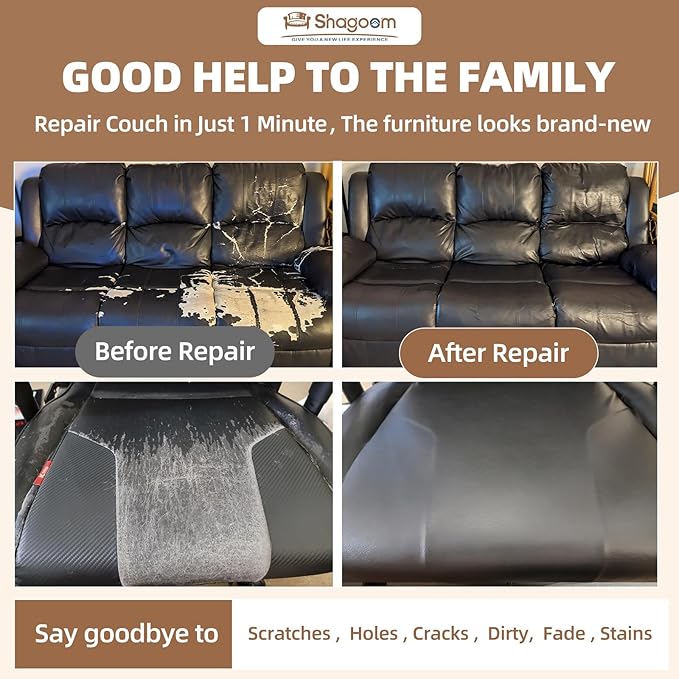 Shagoom Leather Repair Patch, 17X158 Inch Repair Patch Self Adhesive Waterproof, DIY Large Leather Patches for Couches, Furniture, Kitchen Cabinets, Wall （Beige, 17X158 Inch）