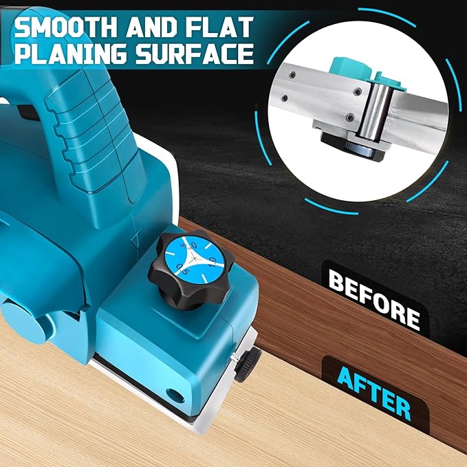 Cordless Handheld Planer for Makita 18V Battery, 15000 RPM Power Wood Planer, 3-1/4 Inch Brushless Power Planer for Woodworking, Carpenter Home DIY(No Battery)