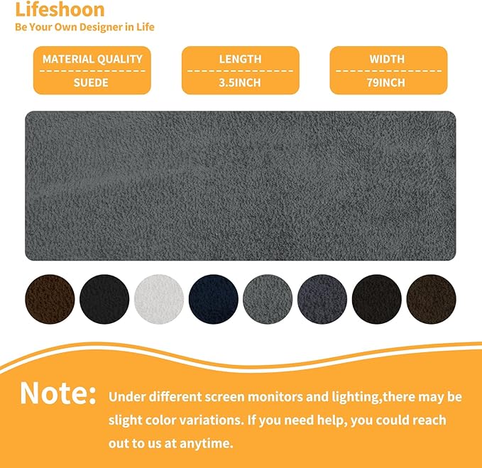 Fabric Repair Patches, Self-Adhesive Suede Patches Tape Durable, DIY Large Fabric Repair for Sofa, Couches, Furniture, Chair, Clothing （3.5X79 Inch, Dark Grey）