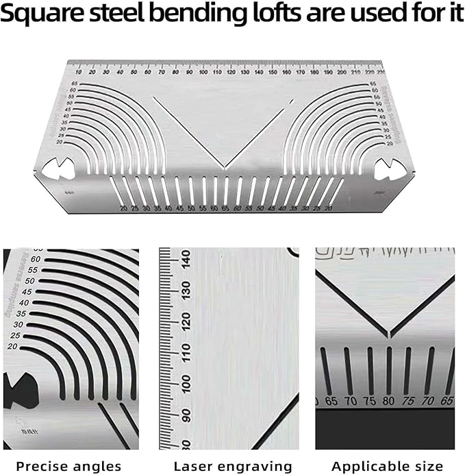 2 Pack Metal Marking Tool, Angle & Arc Marking Tool, Square Steel Pipe Bend Marking Tool, Square Arc Ruler, Architect Ruler Angle Measuring Tool