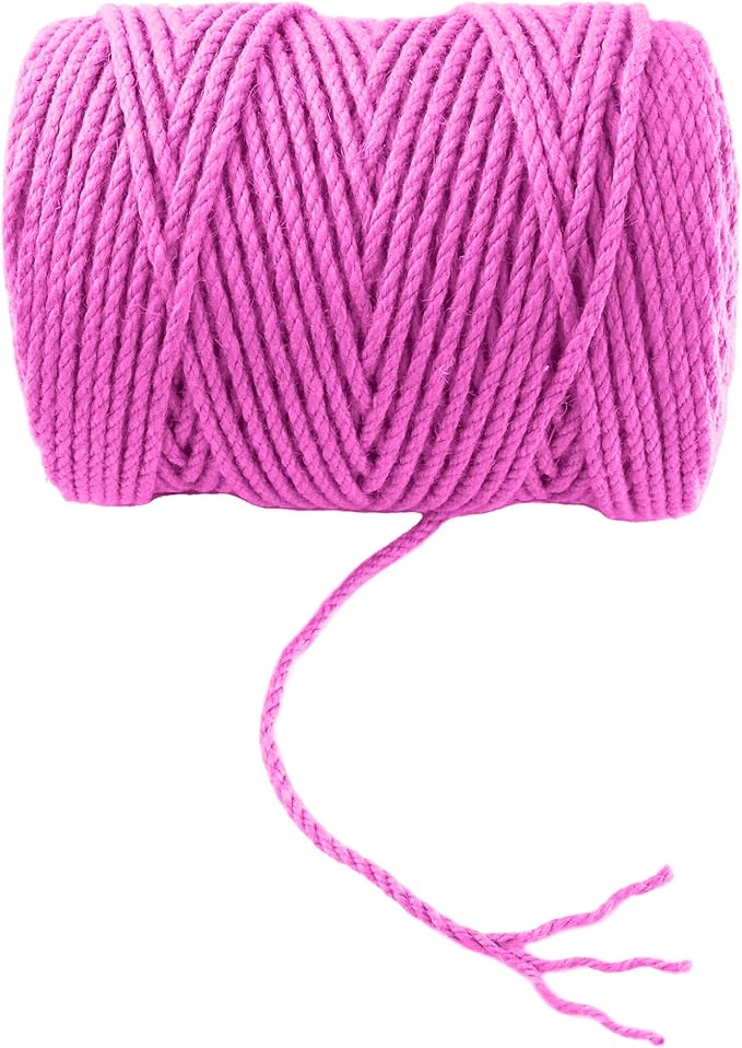 4mm x 400 Feet Pink Jute Rope, Twine for Gardening Tomato Climbing Plant Tie Floristry Crafts Gift Wrapping Packing Decor