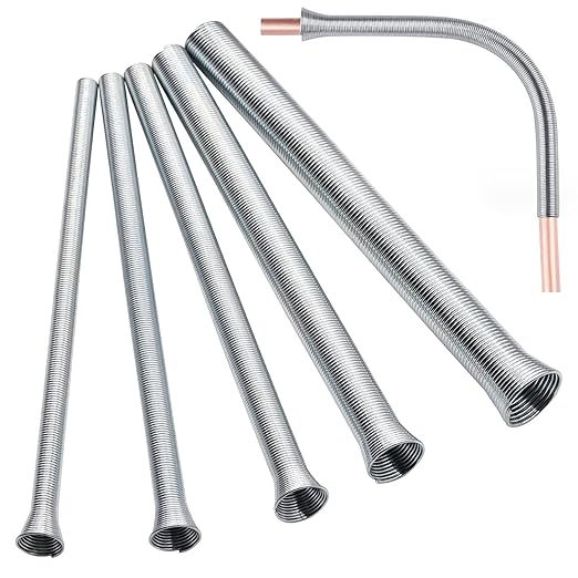 Tnisesm 5Pcs Spring Tube Bender Set 1/4'', 5/16'', 3/8'', 1/2'' and 5/8'' for Copper, Aluminum and Thin Wall Steel Tubing