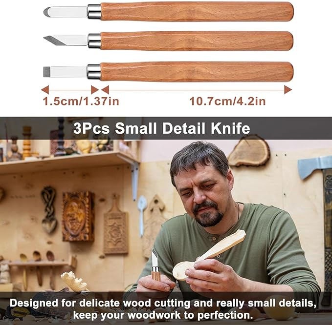 Wood Whittling Kit for Beginners, 15PCS Wood Carving Tools Kit,Basswood Carving Blocks,Gloves,Roll Bag, Sharpener for Widdling Kit