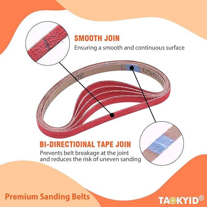 1/2 X 18 Inch Sanding Belts 80 Grit, 1/2x18 Inch Ceramic Sanding Belt for Belt Sander, Metal Finishing, Rust Removal, Woodworking, 20 Pcs