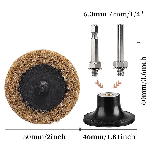 57Pcs 2 Inch Quick Change Sanding Discs Nylon Surface Conditioning Discs with 1/4" Roll Lock Holder for Die Grinder - Ideal for Surface Prep Grinding Polishing Deburring Rust & Paint Removal