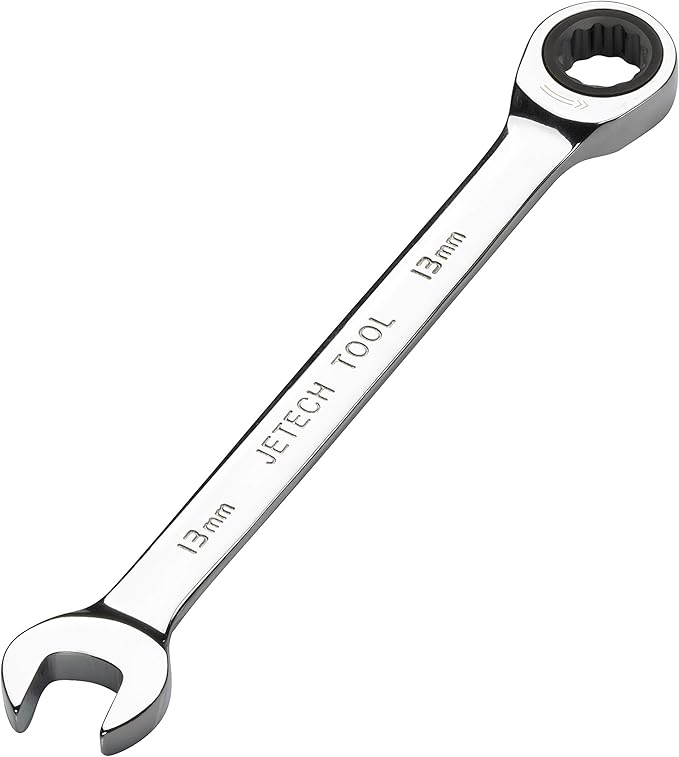 Jetech 13mm Ratcheting Combination Wrench (10 Pack), Industrial Grade Gear Spanners with 12-Point Design, 72-Tooth Ratchet, Made with Forged and Heat-Treated Cr-V Steel in Chrome Plating, Metric