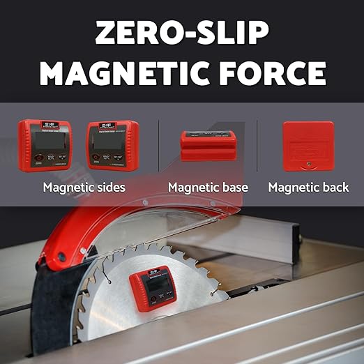 S&F STEAD & FAST Digital Angle Finder Magnetic with 4 Surface Magnets, Large LCD Display Digital Inclinometer, Magnetic Angle Gauge for Table Saw, Woodworking