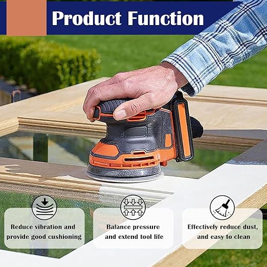 5 Pack 5 Inch Interface Pads 8 Holes, Orbital Sander Foam Pads Shock Absorption Cushion Buffer, Hook and Loop Foam Sanding Pads for Orbital Sander
