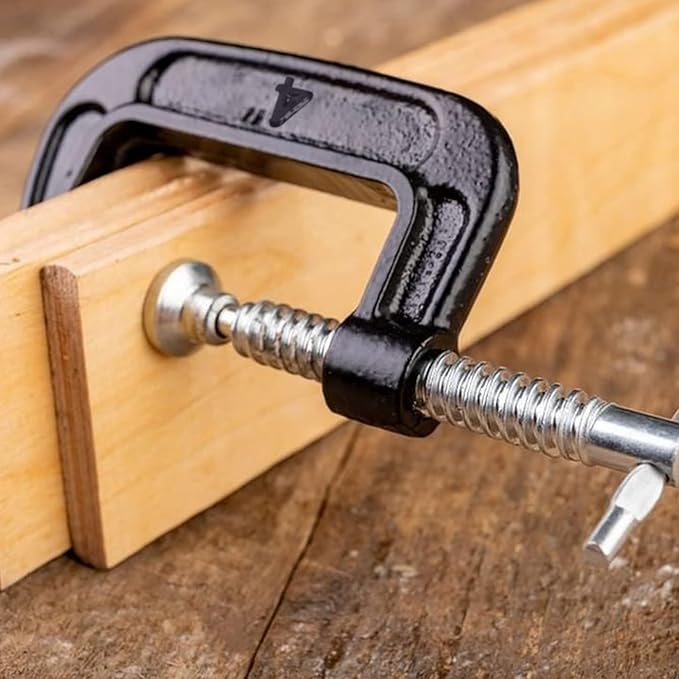 6 PCS Heavy Duty Steel C-Clamps - 4 Inch, Malleable Iron, Black, Set of 6 for Woodworking, Welding, Building
