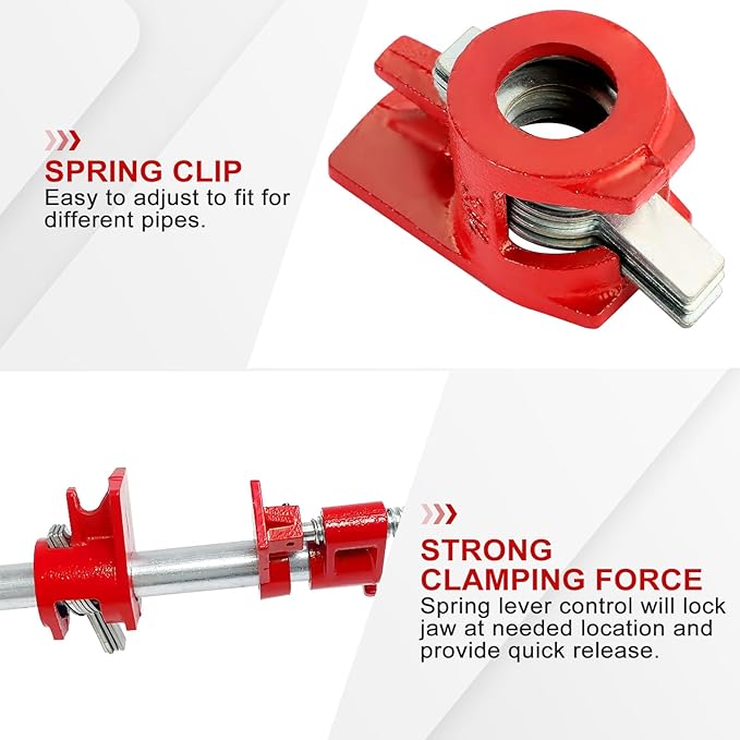 FLK Tech Wood Gluing Pipe Clamp Fixture for 3/4 Inch Pipe, Heavy Duty Pipe Clamps, Cast Iron Wood Clamps Quick Release for Woodworking, Carpentry, Home Improvement, and DIY Projects