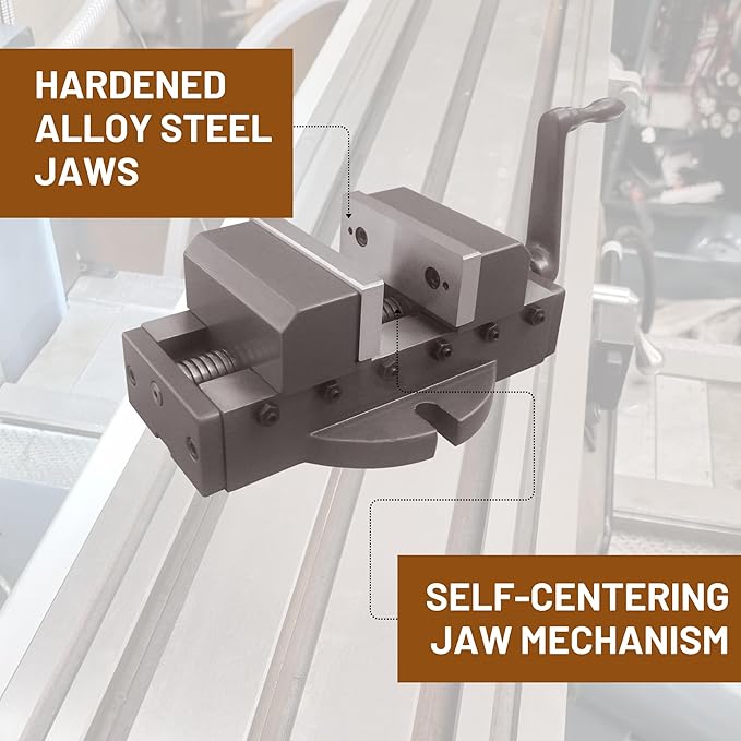 EXXO Self Centering Vice 2"-Heavy Duty Hard Alloy Steel Fixed Base Vise Tool Bench Tools Built For High Precision Milling, Woodworking, & Forming