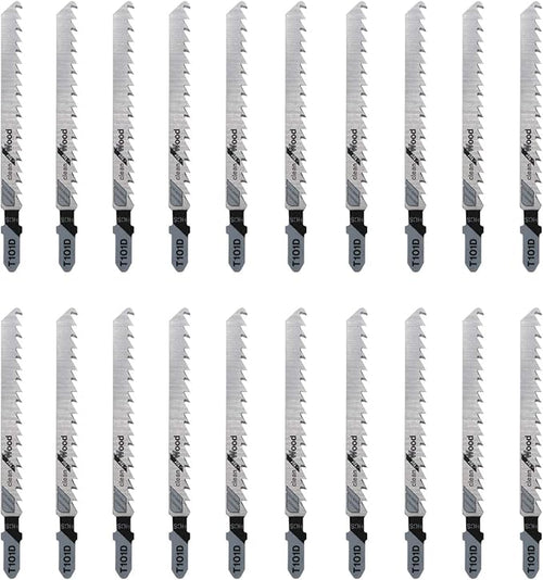 20-Piece T101D 4 Inch 6 TPI Assorted T-Shank Jig Saw Blades Set for Clean Cutting Wood