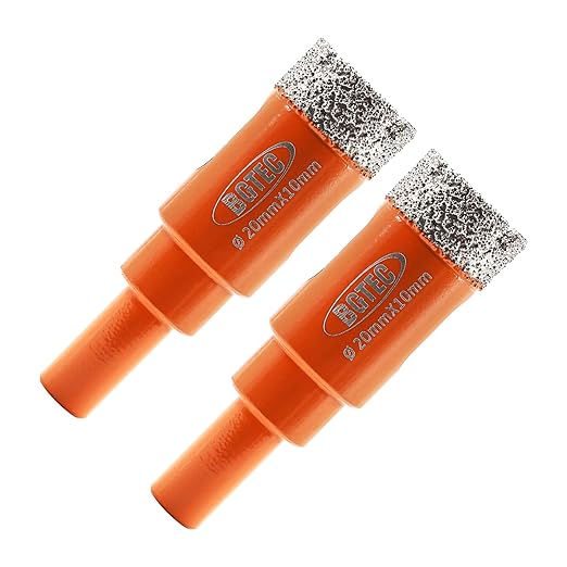 Dry Diamond Drill Bit - BGTEC 2pcs 4/5" 20mm Hole Saw for Granite,Marble,Masonry, Concrete, Tile/Ceramic, Glass, Hard Plastic,Vacuum Brazed Diamond Core Drill Bit Kit