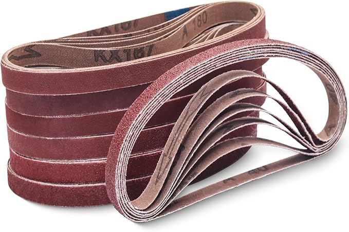 42 Pcs 3/8 x 13 Inch Sanding Belts,3/8x13 Sanding Belts Sandpaper for Air Belt Sander,6 Each of 40/60/80/120/180/240/400 Grits Abrasive File Belts for Wood Sanding and Metal Polishing