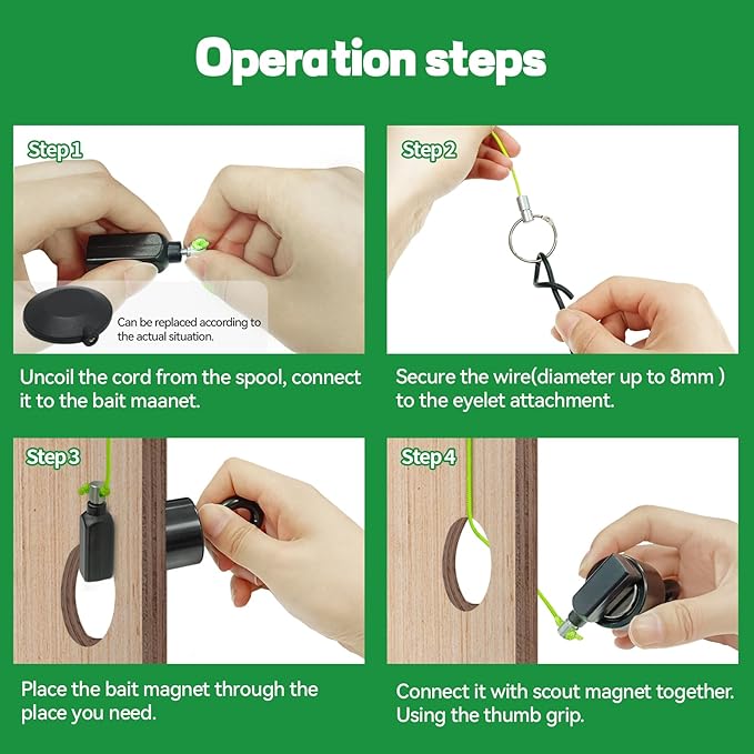 Magnetic Wire Puller Kit - Wiremag Fish Tape with Magnet for Running Wires & Cables Behind Walls Indoor/Outdoor