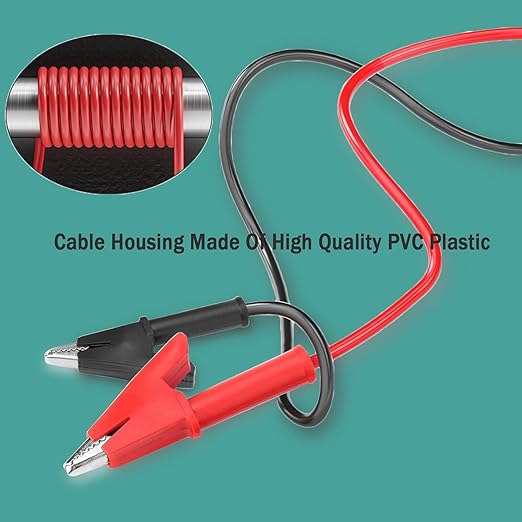 Double Ended Alligator Clip Electrical Test Leads, Alligator Clip to Alligator Clip Heavy Duty Silicone Jumper 12AWG 3.28ft/1m Cable for Multimeter, Electrical Test (Y-Y 12AWG 1m X)