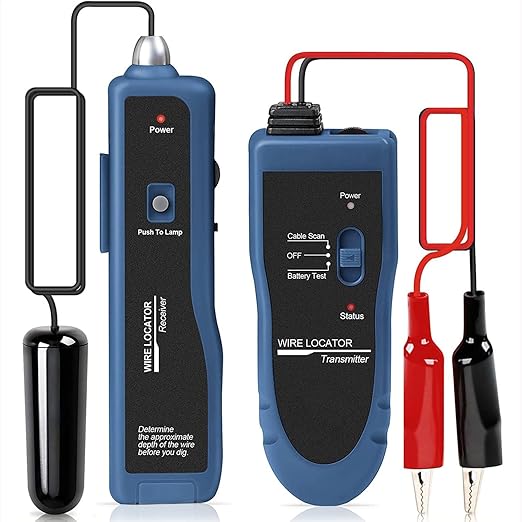 NOYAFA NF-816L Rechargeable Underground Cable Locator, Electrical Wire Tracer, Underground Wire Locator for Pet Fence Buried Sprinkler Valve, Locating Irrigation Tone Generator Kit Probe