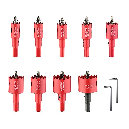 9PCS Bi-Metal Hole Saw Kit, Carbide Hole Saw Set for Thin Metal, Wood,Plywood, Cornhole, Ceiling, and Drywall