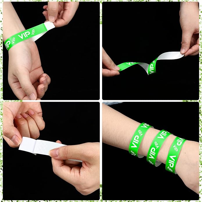 Teling 500 Pack VIP Plastic Wristbands Bracelets Party for Events VIP Custom Wristbands Plastic Bracelets Tear proof Waterproof Wrist Bands Arm Bands for Events Concerts