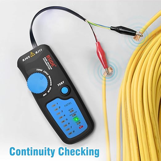 BSIDE Wire Tracker RJ45 RJ11 Network Cable Tester, Dual knob with Anti-Interference, Telephone Line Tracer Internet LAN Wire Finder Toner Network Cable Collation Continuity Checker with Carrying Case