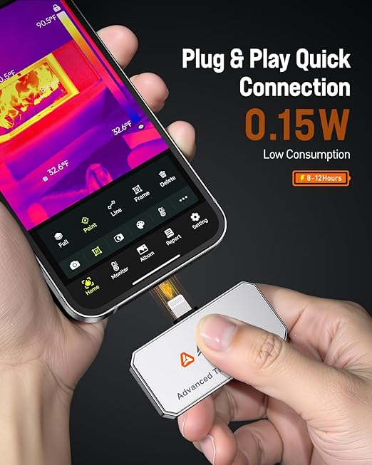 ANCEL IR101 Thermal Camera, 512x384 IR Resolution Thermal Imaging Camera for iPhone iPad (iOS) with Lightning Port, 25Hz Frame Rate Infrared Camera for Home/Pets/Electrical/Industrial/PCB Inspection