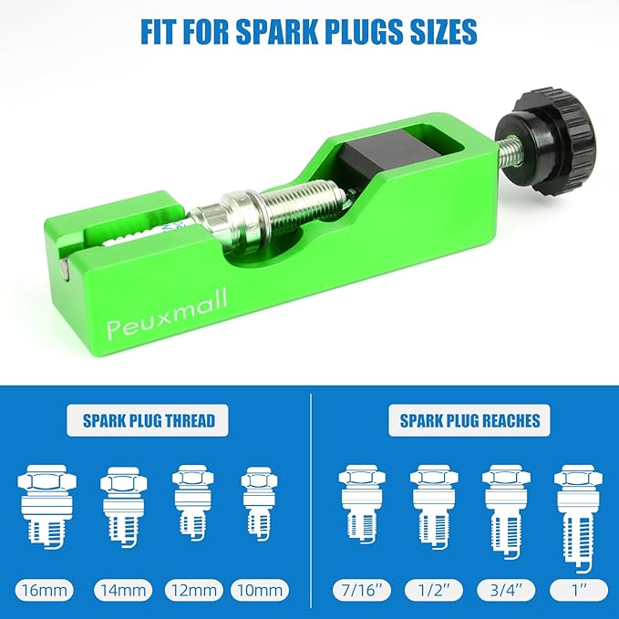 Spark Plug Gap Tool, Spark Plug Gapping Tool with 32 Blade Steel Feeler Gauge, Universal Spark Plug Gap Tool for Most 10mm 12mm 14mm 16mm Spark Plugs (Green)