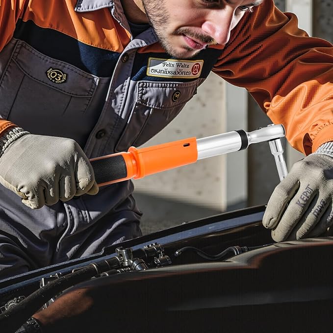 VEVOR Digital Torque Wrench 3/8" Drive, 5-99.57FT.LB(6.7-135Nm) ±2% Accuracy, Electronic Torque Wrench with Preset Mode,Vibration,Buzzer,LED Notification,Extension Bar, 1/2 Adapter, 5 Units of Measure
