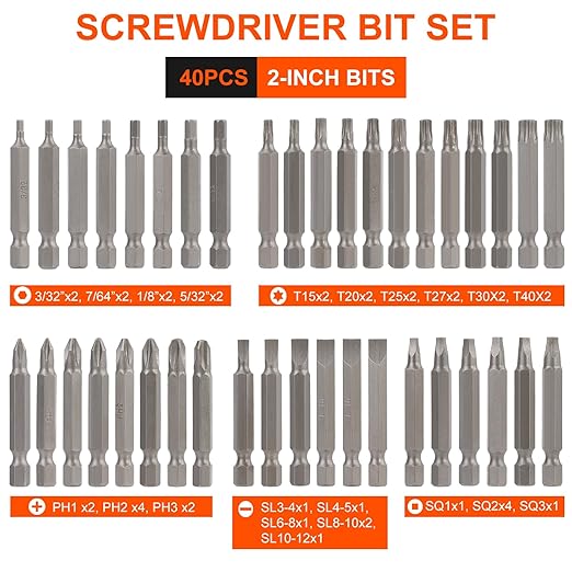 COMOWARE 200Pcs Drill Bit Set & Screwdriver Bit Kit - HSS/CR-V Multi-Purpose Bits in Transparent Storage Case, Impact Driver Accessories for DIY Projects, Home Repairs, Professional Use